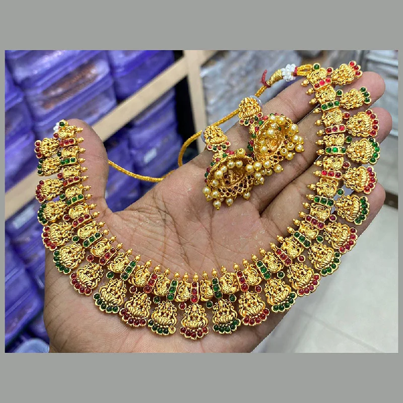 Rope braid necklaces-Manisha Jewellery Gold Plated Pota Stone Necklace Set