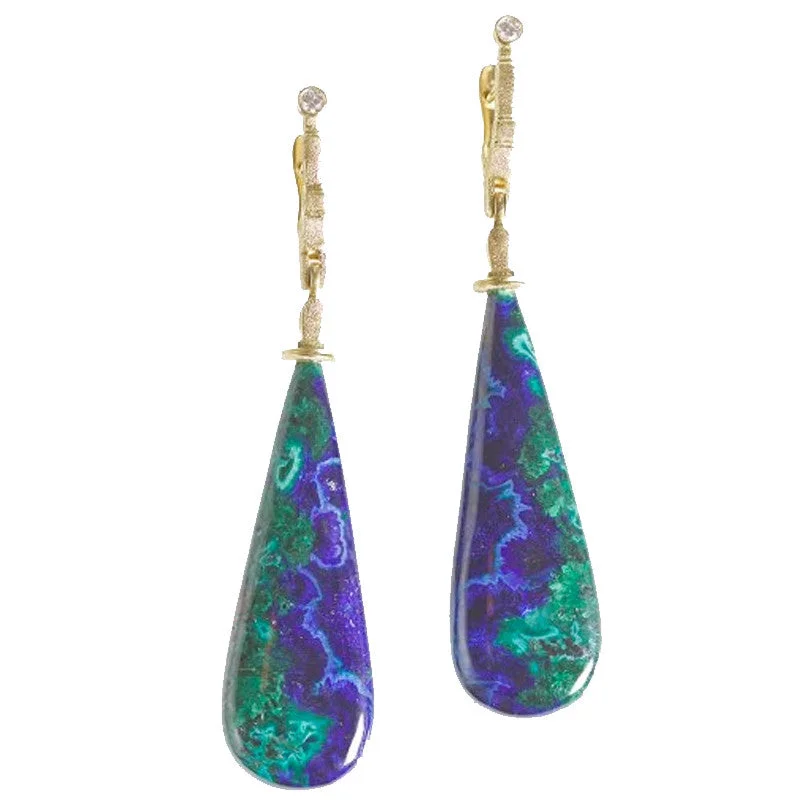 Fine bead earrings-Alex Sepkus Sticks and Stones Azurite Earrings - E-132MD