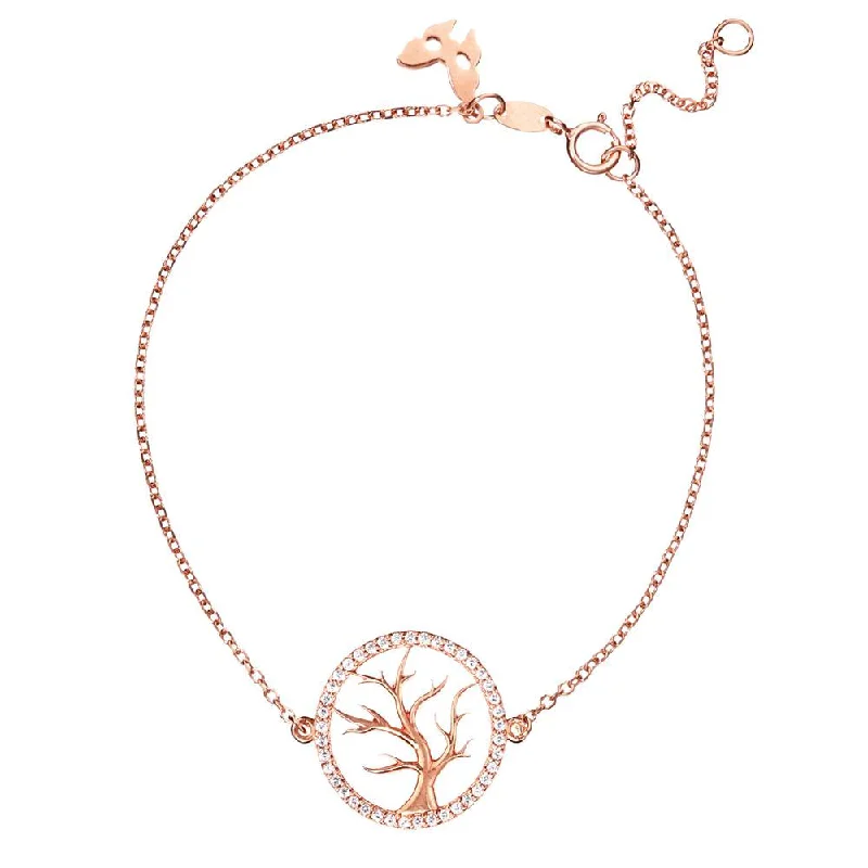 Woven cord bangles-Rose Gold Tree of Life Bracelet