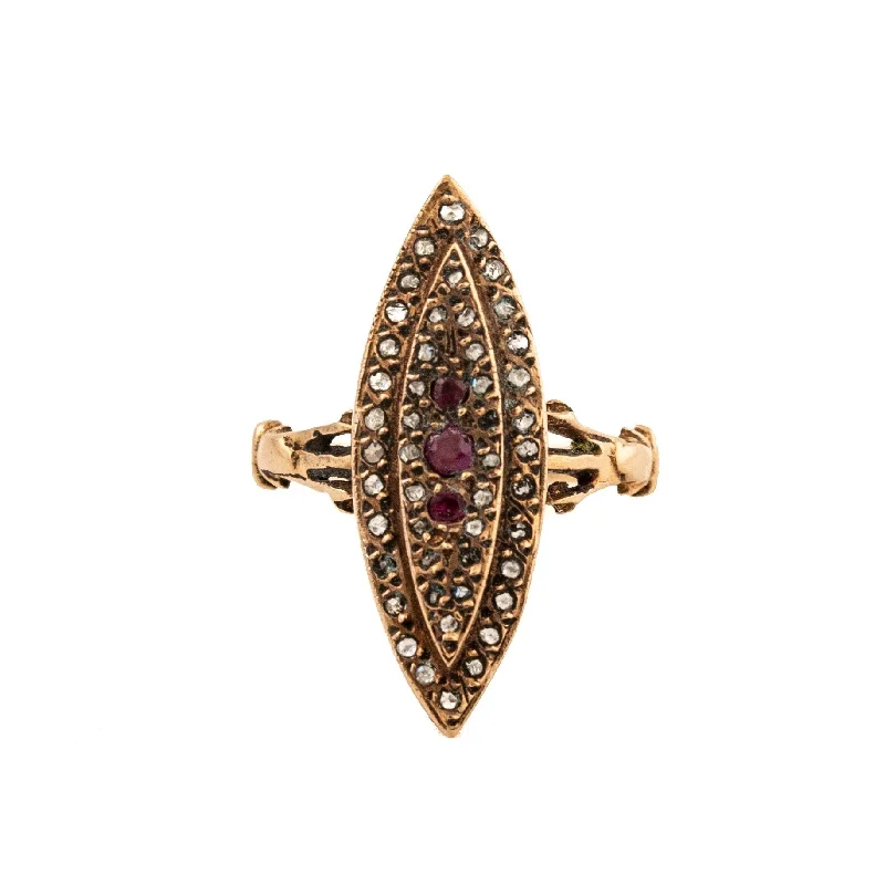 Elastic gem rings-Pinchbeck Diamond Ruby Ring