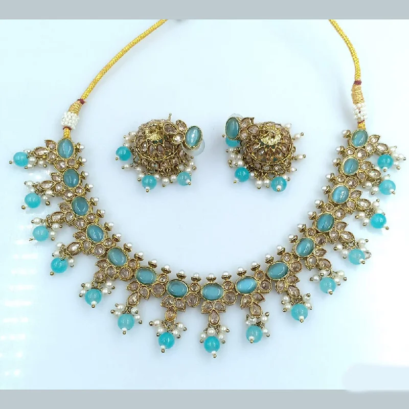 Light filigree necklaces-Rani Sati Jewels Gold Plated Crystal Stone Necklace Set