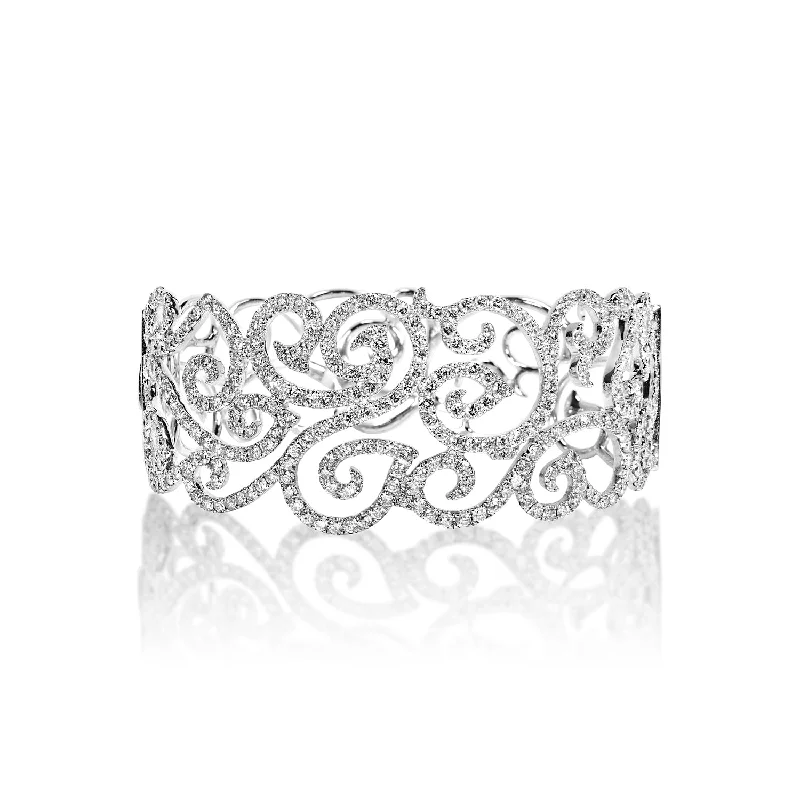 Smooth form bangles-Palmer 7 Carat Round Brilliant Diamond Bangle Bracelet in 14k White Gold