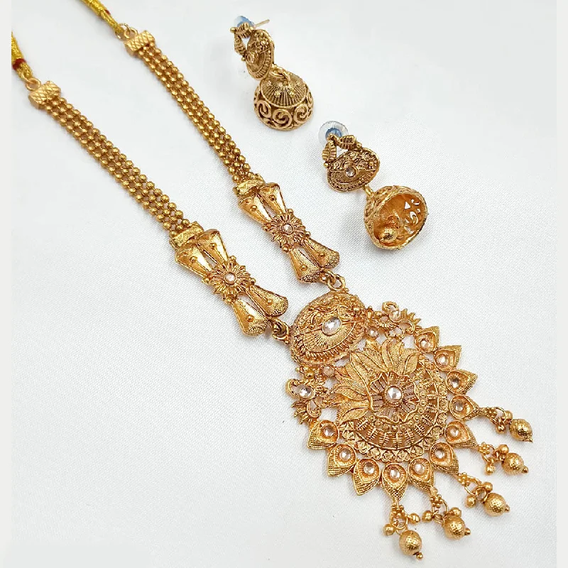 Woven tribal necklaces-Padmawati Bangles Gold Plated Pota Stone Necklace Set