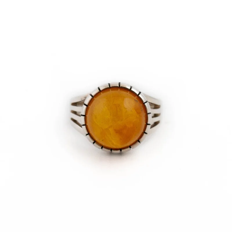 Peace design rings-Humble Baltic Amber Ring