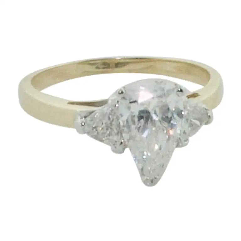 Curved art rings-Pear Shape Diamond Engagement Ring 1.23 Carats GIA GVS2 in 18k Gold