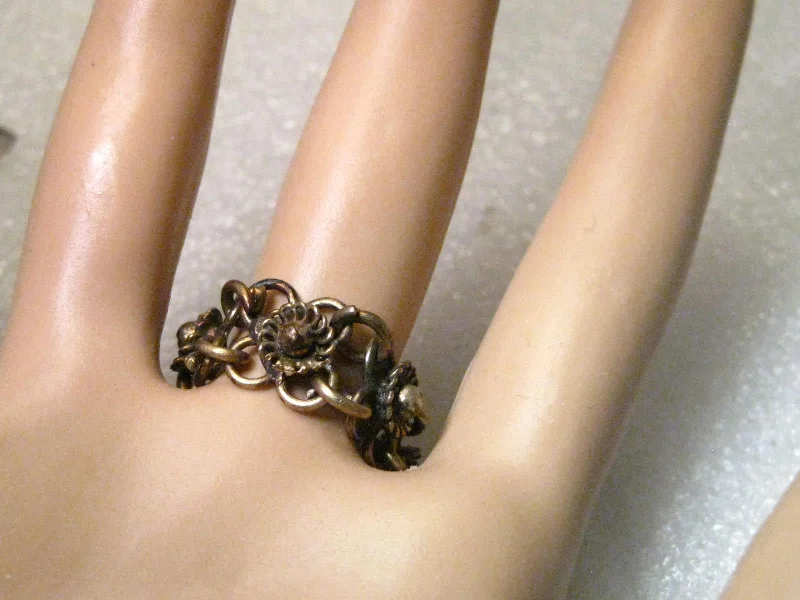 Rustic lock rings-Vintage Brass  Beduoin Chain Mail Style Ring, Size 7, 8mm wide