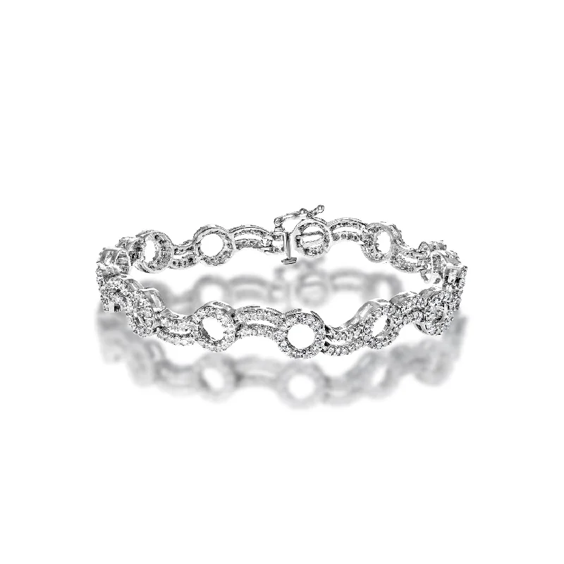 Owl motif bangles-Raelynn 4 Carat Round Brilliant Single Row Diamond Bracelet in 14k White Gold