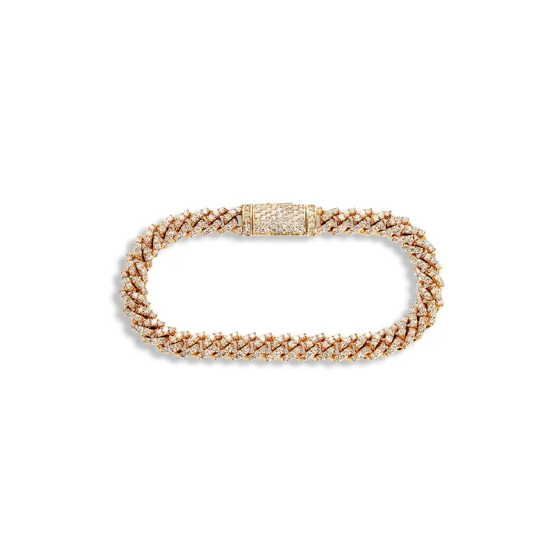 Sleek design bangles-Mateo 5 Carat Round Brilliant Diamond Cuban Link Chain Bracelet in 14k Yellow Gold