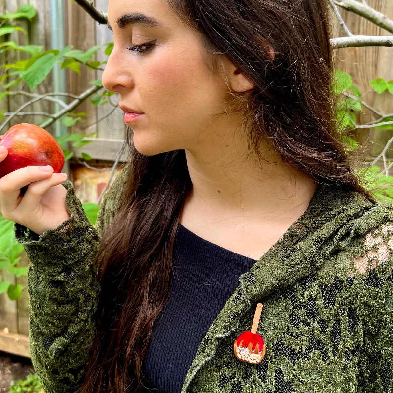 Subtle filigree brooch-Red Candy Apple Brooch