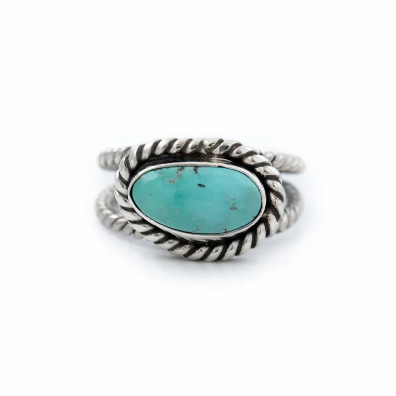 Subtle filigree rings-Light Royston Turquoise Ring