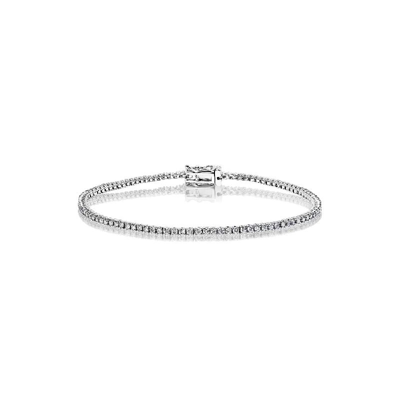 Heavy stone bangles-Ivanna 2 Carat Round Brilliant Single Row Diamond Tennis Bracelet in 14k White Gold