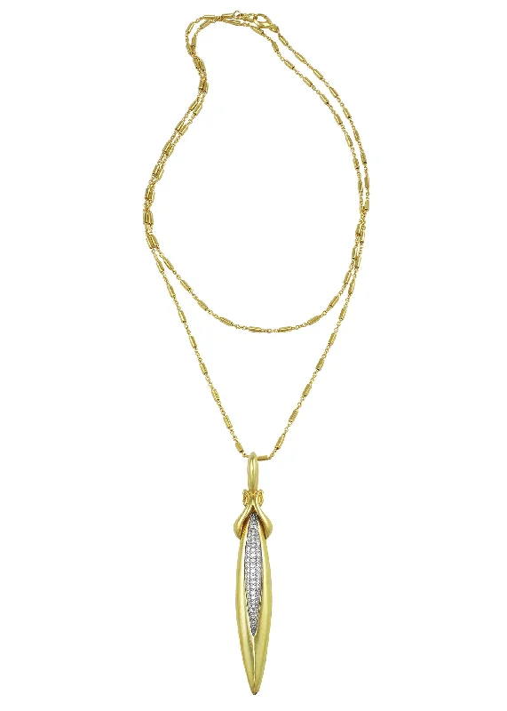 Multi-link necklaces-Stiletto Majesty Pavé Pendant - 18K Gold Vermeil + CZ Blanc