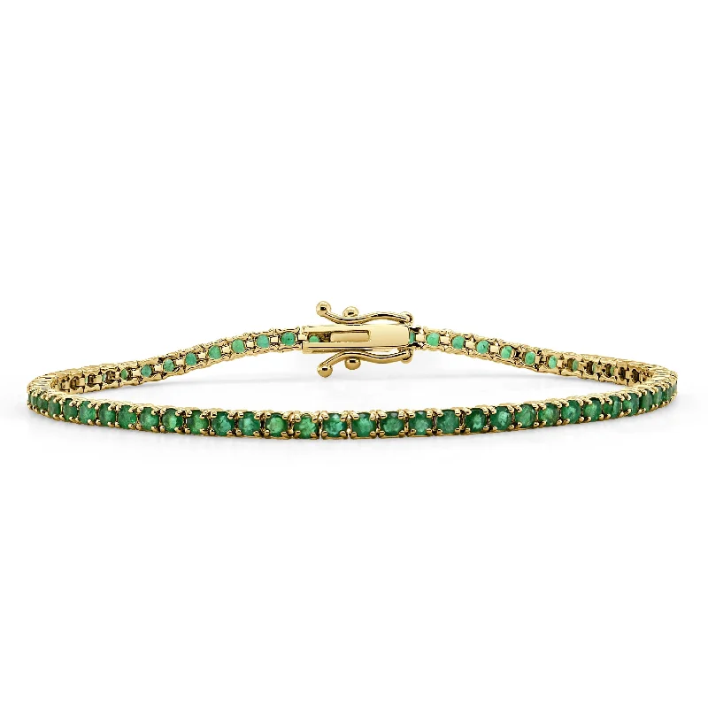 Flat twist bangles-14k Gold & Green Emerald Tennis Bracelet