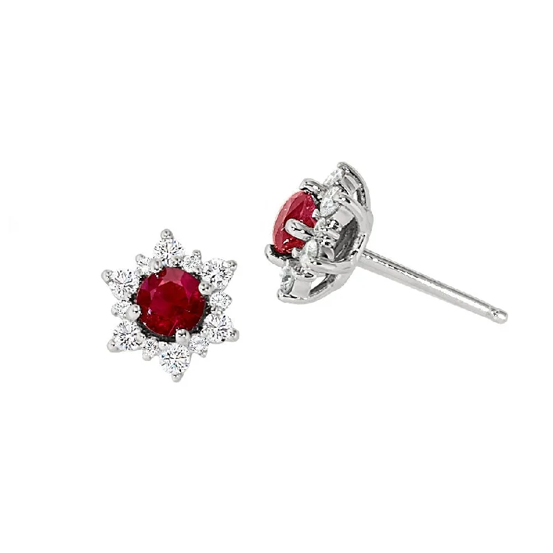 Citrine stone earrings-14k Ruby Snowflake Stud Earrings