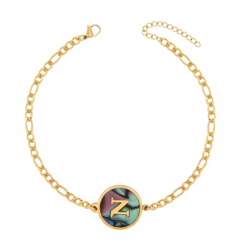 Tiny star bangles-Abalone Initial Bracelet