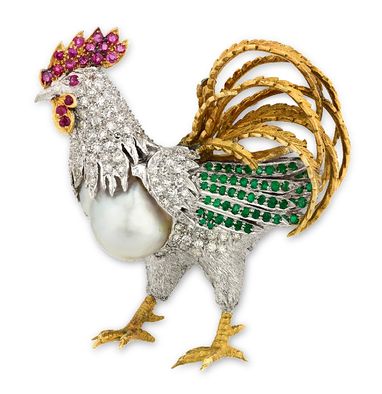 Quartz gem brooch-Elizabeth Taylor's Rooster Brooch