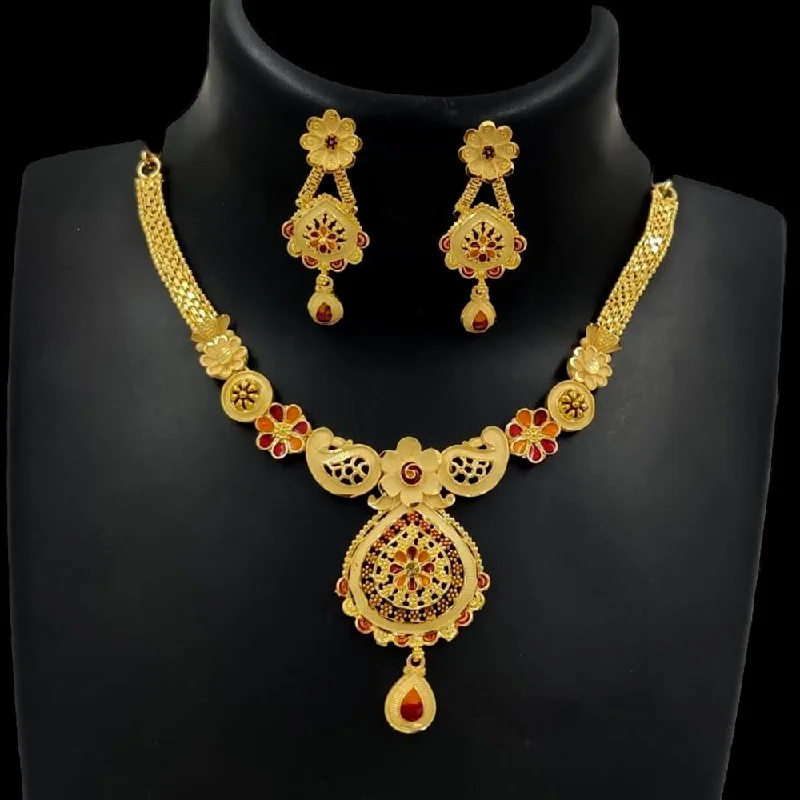 Tribal braid necklaces-Pari Art Jewellery Forming Gold Necklace Set