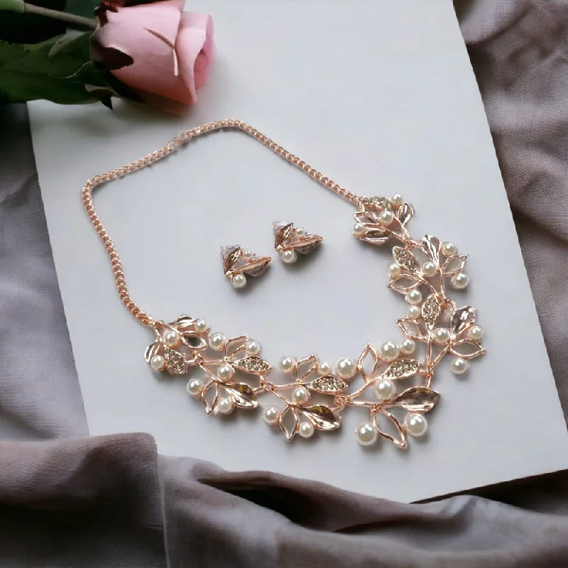 Floating stone necklaces-Manisha Jewellery Rose Gold Plated Pearl Necklace Set