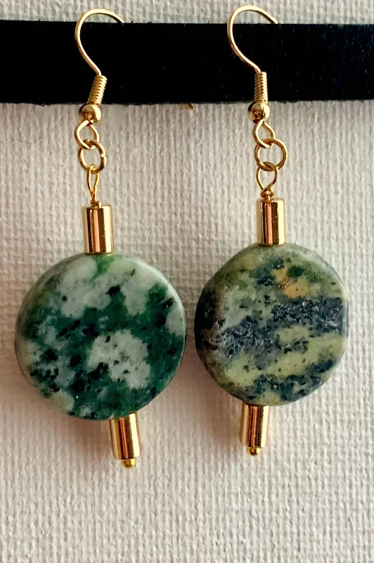 Bold cross earrings-Lola Handmade Italian Green Marble and Gold Plated Hematite Earrings