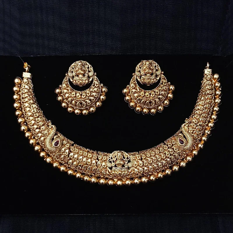 Satin gloss necklaces-Manisha Jewellery Gold Plated Necklace Set