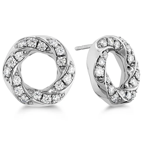 Curved art earrings-Hearts On Fire Atlantico Circle Pave Diamond Earrings