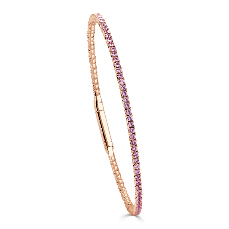 Woven tribal bangles-14K Gold & Pink Sapphire Flexible Eternity Bangle