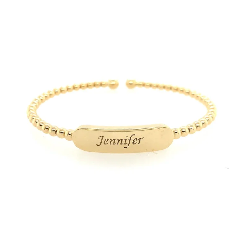 Moon motif bangles-Gabriel 14Ky Bujukan Personalized Plate Bracelet Engraved "Jennifer"