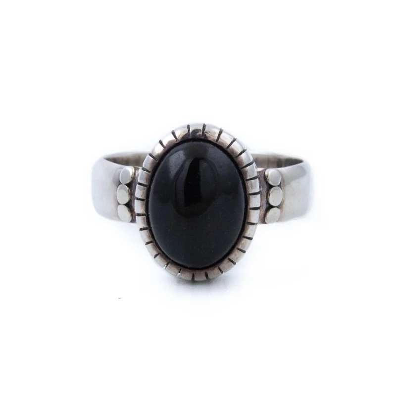 Citrine gem rings-Contemporary Black Jade Ring