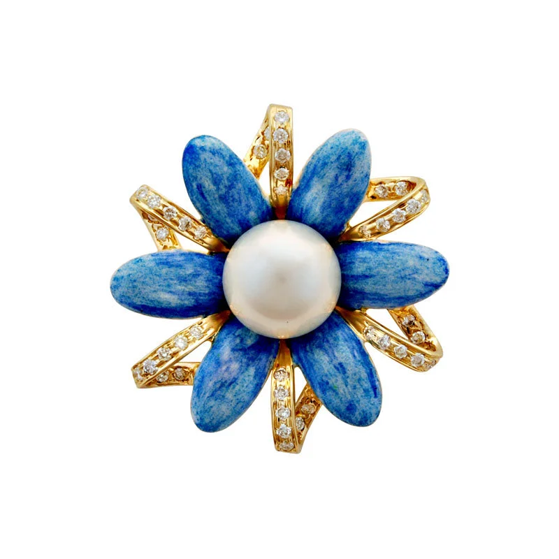 Small gem brooch-Brooch-Pearl and Diamond (Enamel)