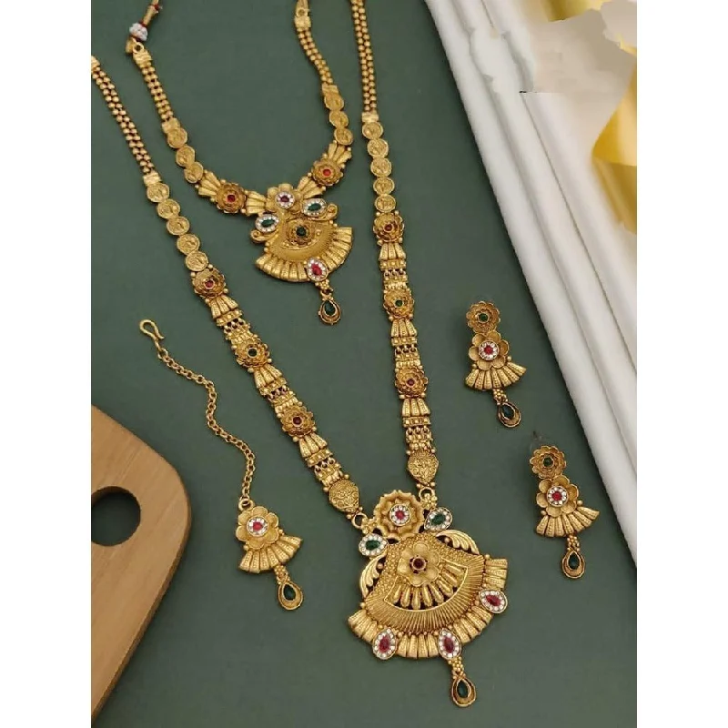 Heavy collar necklaces-Akruti Collection Gold Plated Pota Stone Matte Finish Necklace Combo