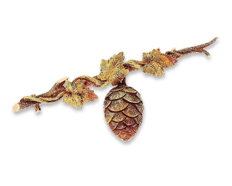 Retro style brooch-Multicolor Gold Pine Cone Brooch