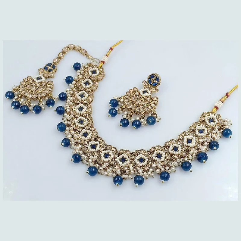 Dual stone necklaces-Rani Sati Jewels Gold Plated Reverse AD Necklace Set