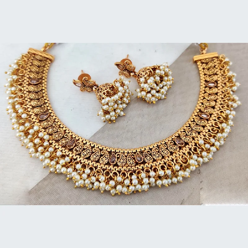 Neat-line necklaces-Rani Sati Jewels Gold Plated Pearl Necklace Set