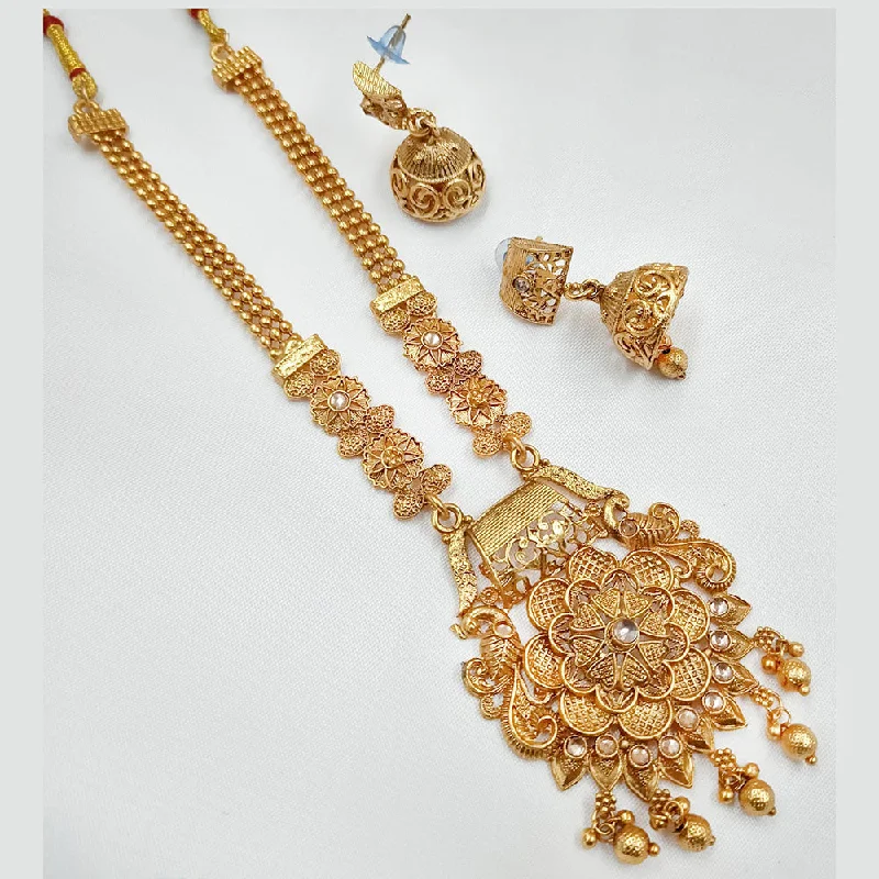 Soft silk necklaces-Padmawati Bangles Gold Plated Pota Stone Necklace Set