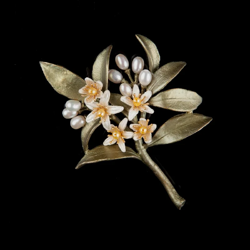 Glossy enamel brooch-Orange Blossom Brooch