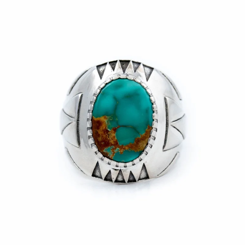 Antique promise rings-Royston Turquoise Delta Ring