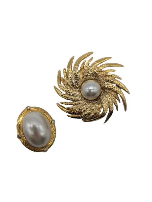 Glossy pearl brooch-Veronese Duo Brooch Set