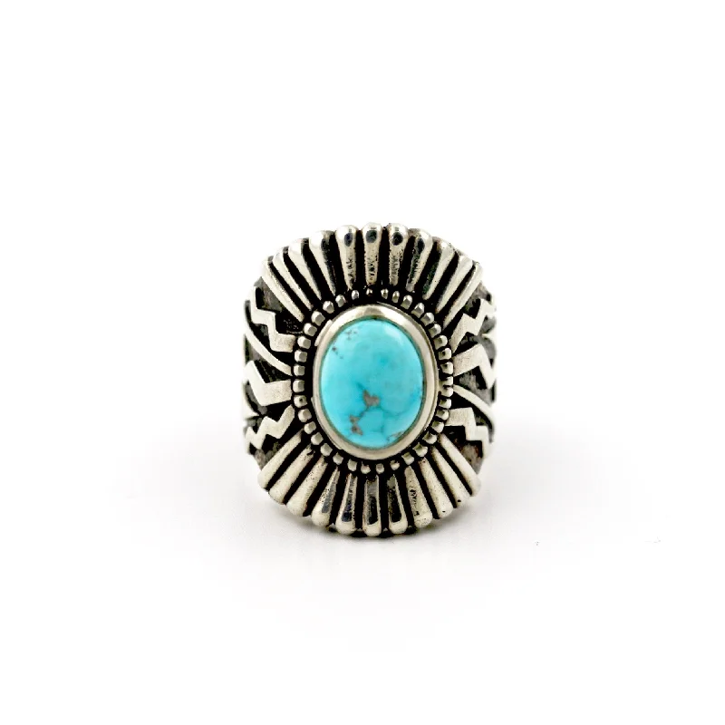 Polished silver rings-Kingman Sonoran Sunrise Ring