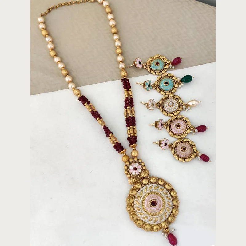 Swirl shape necklaces-Rani Sati Jewels Gold Plated Necklace Set