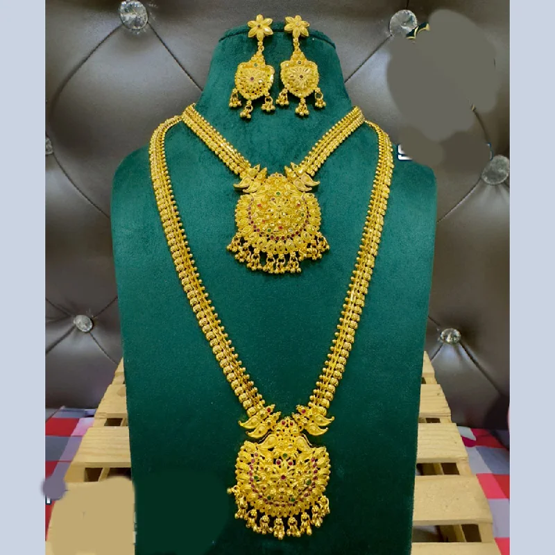 Heavy gem necklaces-Siara Collections Forming Gold Plated Double Necklace Set