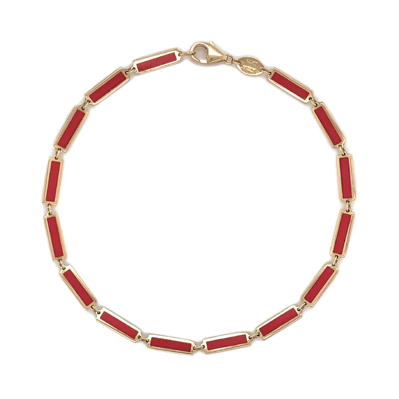 Luxe diamond bangles-14k Gold & Coral Bar Bracelet