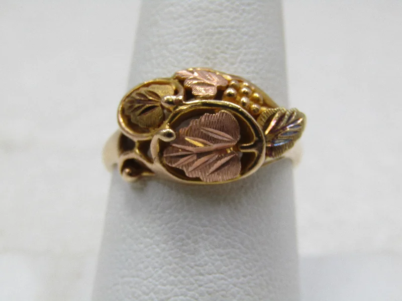 Fine thread rings-Vintage 10kt Landstrom Grape Leaf Ring, Two-Tone, Sz. 8.5