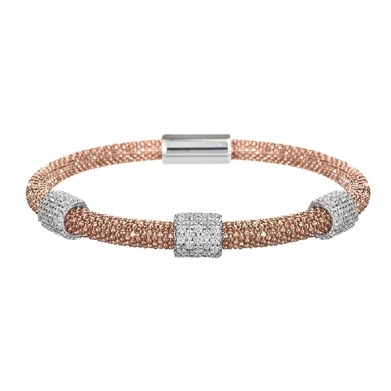 Bold gem bangles-Rose Gold Bracelet 3 Clusters