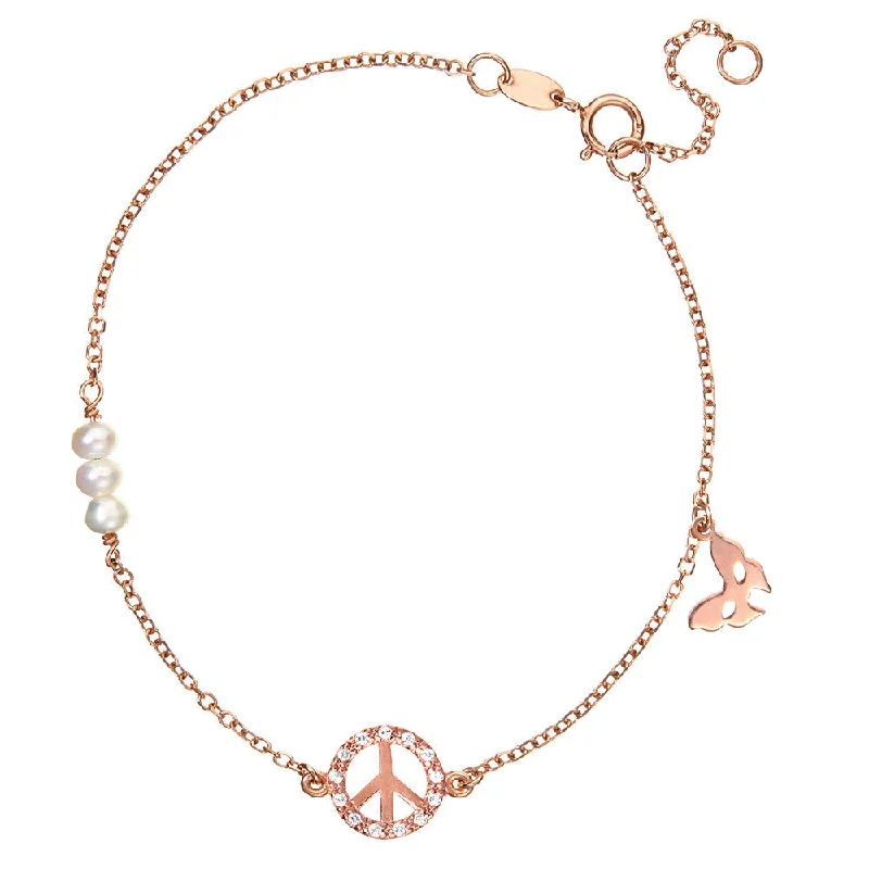 Leaf design bangles-Rose Gold Peace Bracelet