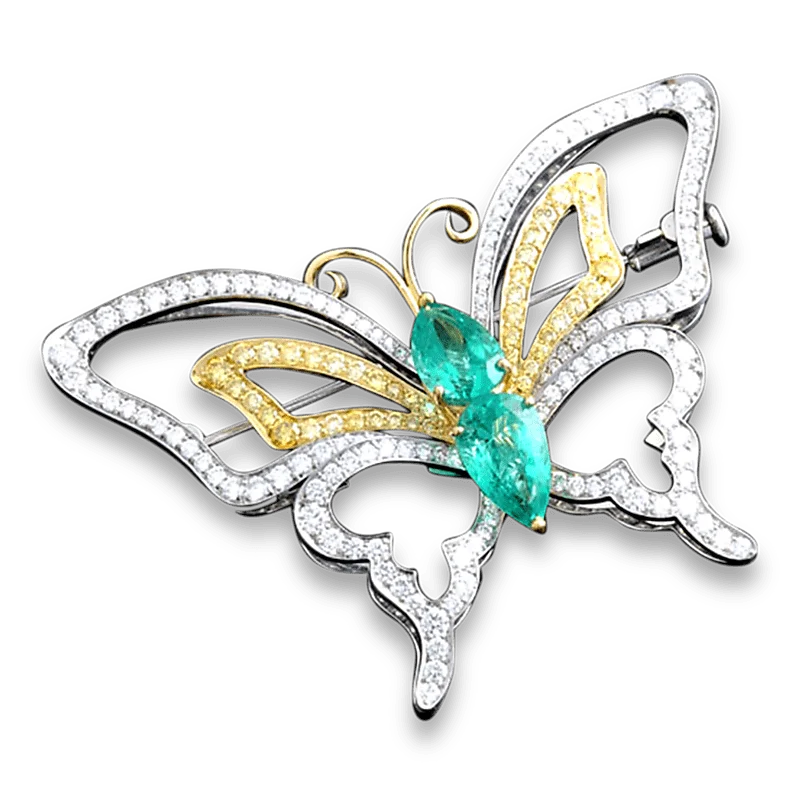 Astro charm brooch-Colombian Emerald Butterfly Brooch