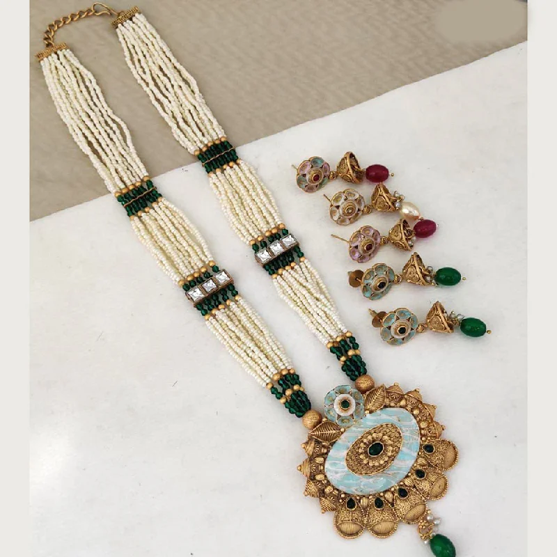 Heavy gem necklaces-Rani Sati Jewels Gold Plated Necklace Set