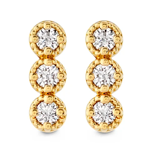 Polished bead earrings-Hearts On Fire Liliana Milgrain Diamond Bar Earrings