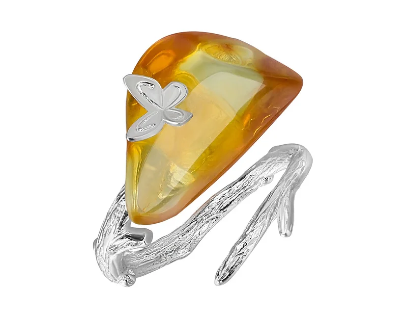 Tiered design rings-Amber Butterfly Ring