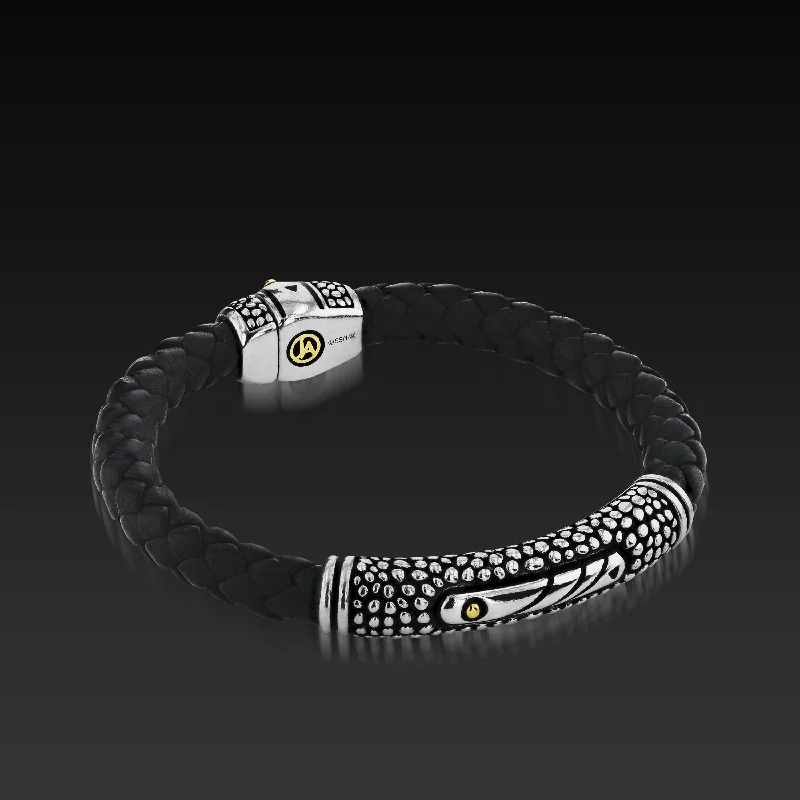 Surf theme bangles-Matrix Black Leather Bracelet