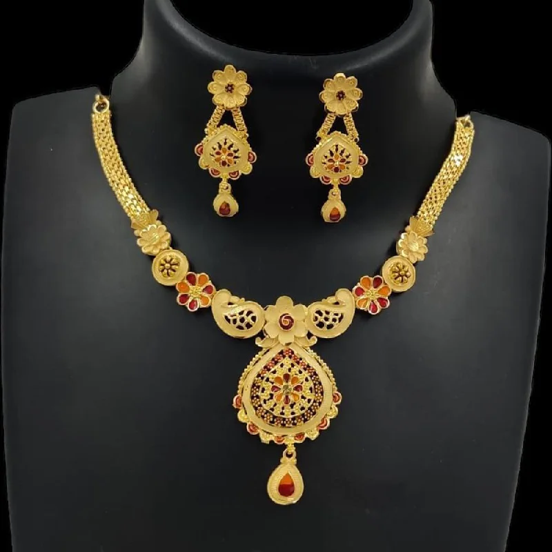 Vivid druzy necklaces-Pari Art Jewellery Forming Gold Necklace Set